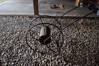 ANTIQUE ROPE? HOSE? WIRE? METAL AND CAST IRON WHEEL~PATENTED APR.19 ...