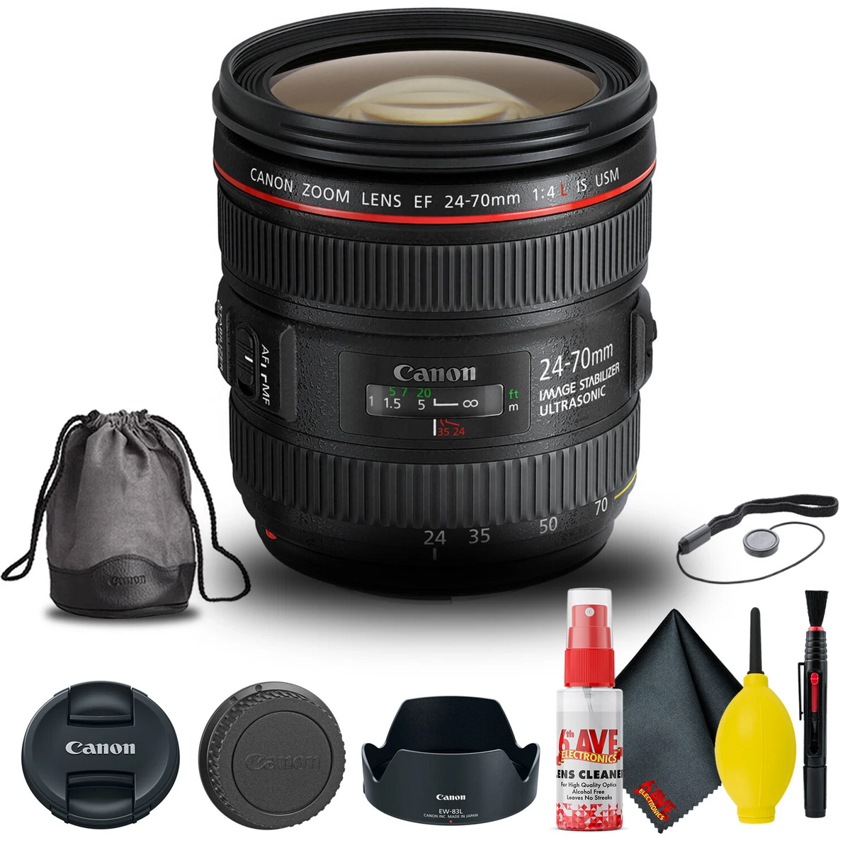 Canon EF 24-70mm f/4L IS USM Lens (6313B002) + Filter Kit + Cap