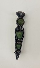 Vintage Miracle Brooch Celtic Scottish Dirk Kilt Pin Glass Agate Green