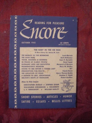 ENCORE magazine October 1945 Ruth McKenney Stephen Crane James M. Cain