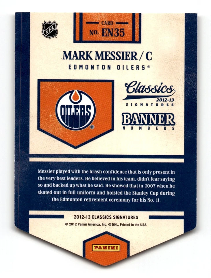Mark Messier 2012-13 Panini Classics Signatures Banner Numbers #EN35 Edmonton - Image 2 of 2