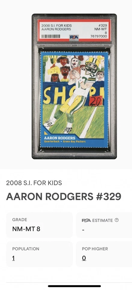 Aaron Rodgers RARE GB Packers POP 1/1 Sports Illustrated for Kids SI PSA 8 - Image 4 of 4