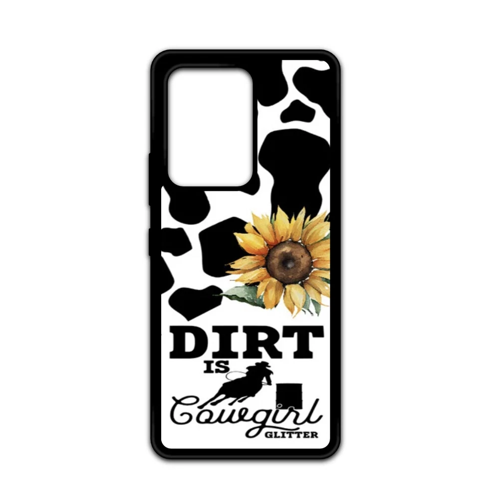 Phone Case for Galaxy S20 S21 S22 S23 Ultra Cow Print Barrel Racing Cowgirl Case