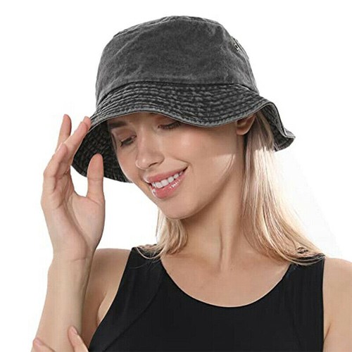 Unisex Men Women WASHED COTTON Sports Bucket Hats Fisherman Hat Outdoor Camping - Picture 6 of 22