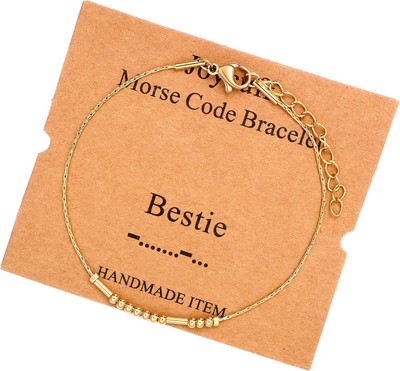 JoycuFF Inspirational Morse Code Bracelets for Women Silver Beads Jewelry Encour