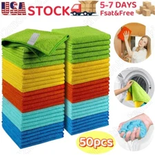 Microfiber Cleaning Cloth Set of 50 Towel Rag Car Polishing Detailing No-Scratch