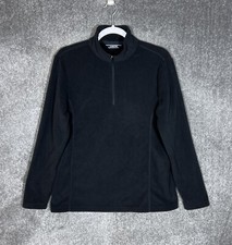 Lands End 1/4 Zip Pullover Fleece Sweater Womens Size Medium 10-12 Black