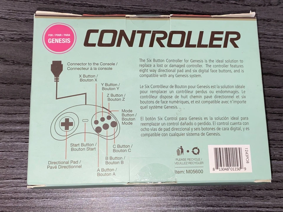NEW Replacement Wired Sega Genesis by Tomee 6 Button Controller New In Box - Image 2 of 4