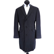 Vintage 50s 60s Single Breast Wool Herringbone Tweed Coat Aquascutum