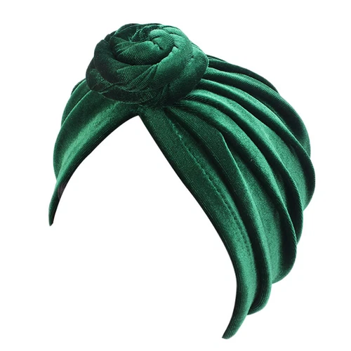 New Velvet Stretch Turban Hat Twist Knot Women Beanie Head Wrap Bonnet Chemo Cap - Picture 6 of 25