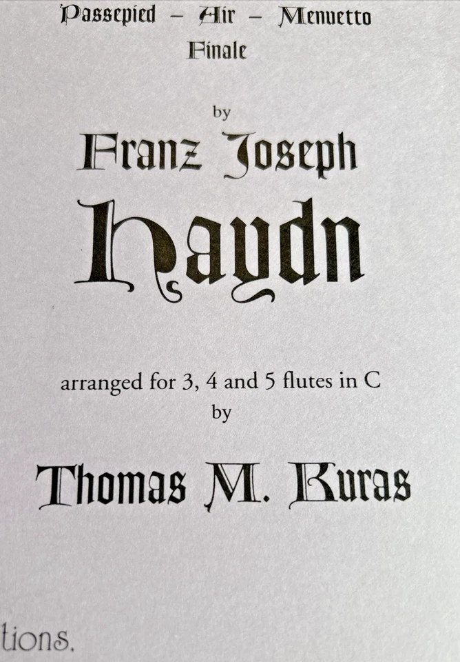 Suite in C (Flute-Clock Pieces) ~ Flute Choir ~ Franz Joseph Hayden - Image 2 of 4