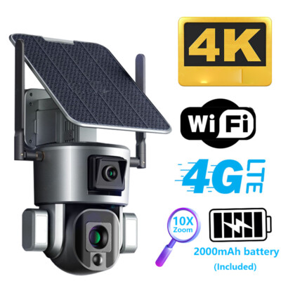 4G LTE Überwachungskamera WIFI 10X Optischer Zoom 8MP 4K UHD PTZ IP Solar Kamera
