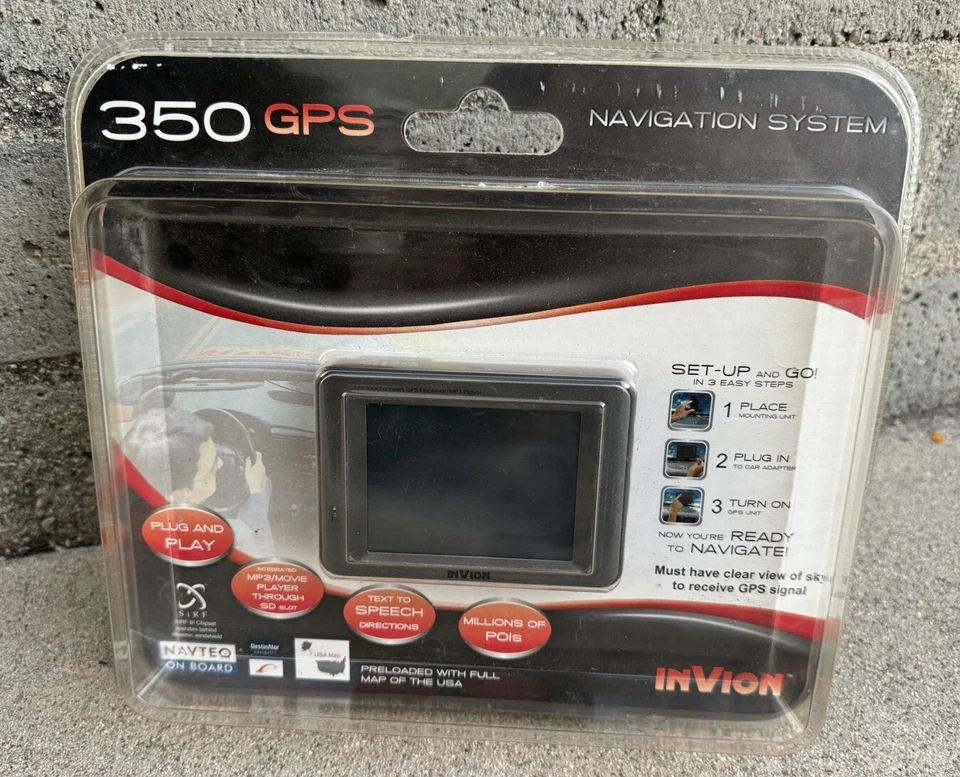 Invion 350 GPS Navigation System MP3 Navteq On Board GPS-3V406-IUS GPS-3V4 NEW - Image 2 of 4