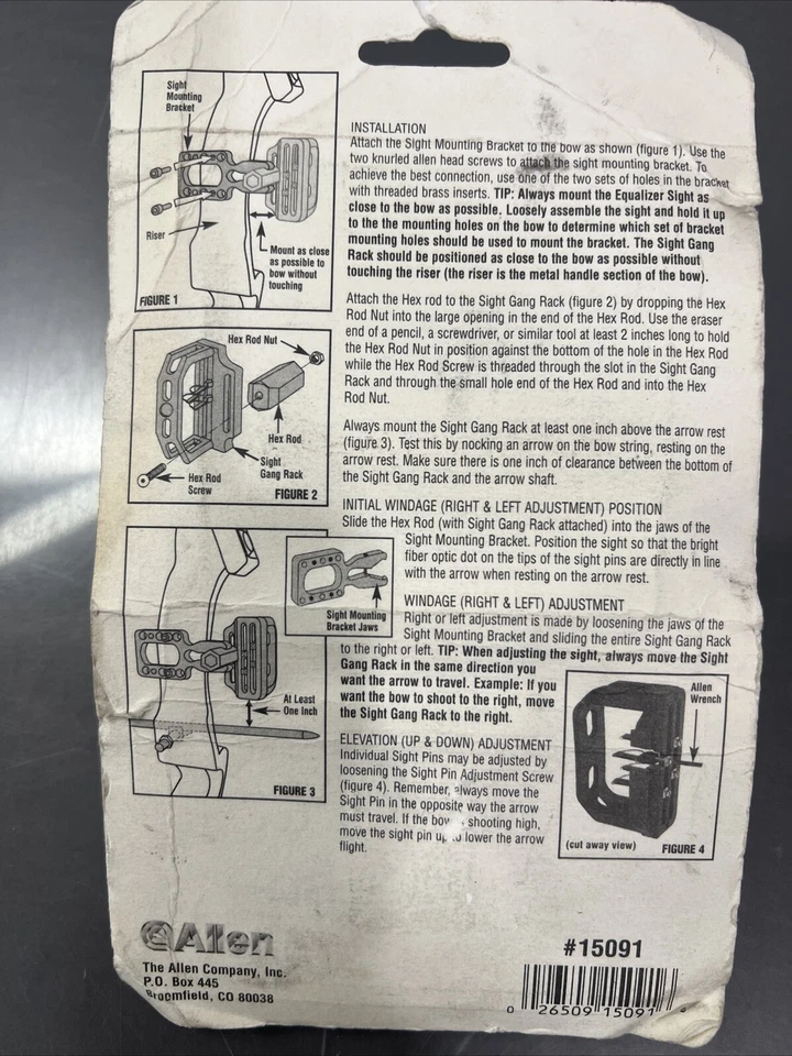 Mira de arco Allen Intruder 3 pasadores de fibra óptica de cuerpo de acero, versión hecha en EE. UU., nueva Foto 2 de 4