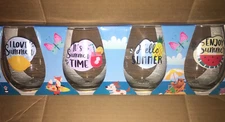 4pc Stemless 14oz Wine Glasses- Summer Sippin & Great 4 Gatherings NIB