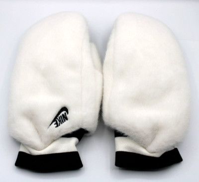 Nike Warm Mittens Faux Fur Mittens Womens M/L Sail/Black