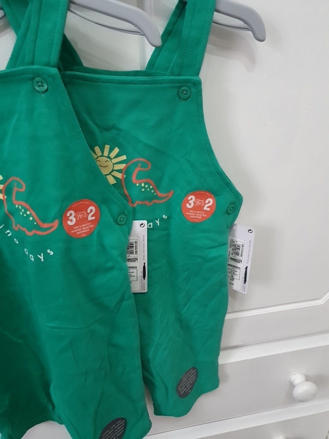 M&S Bundle Green Dungarees Playsuit 2-3yrs Cotton Unisex Summer X2 Twins image 3