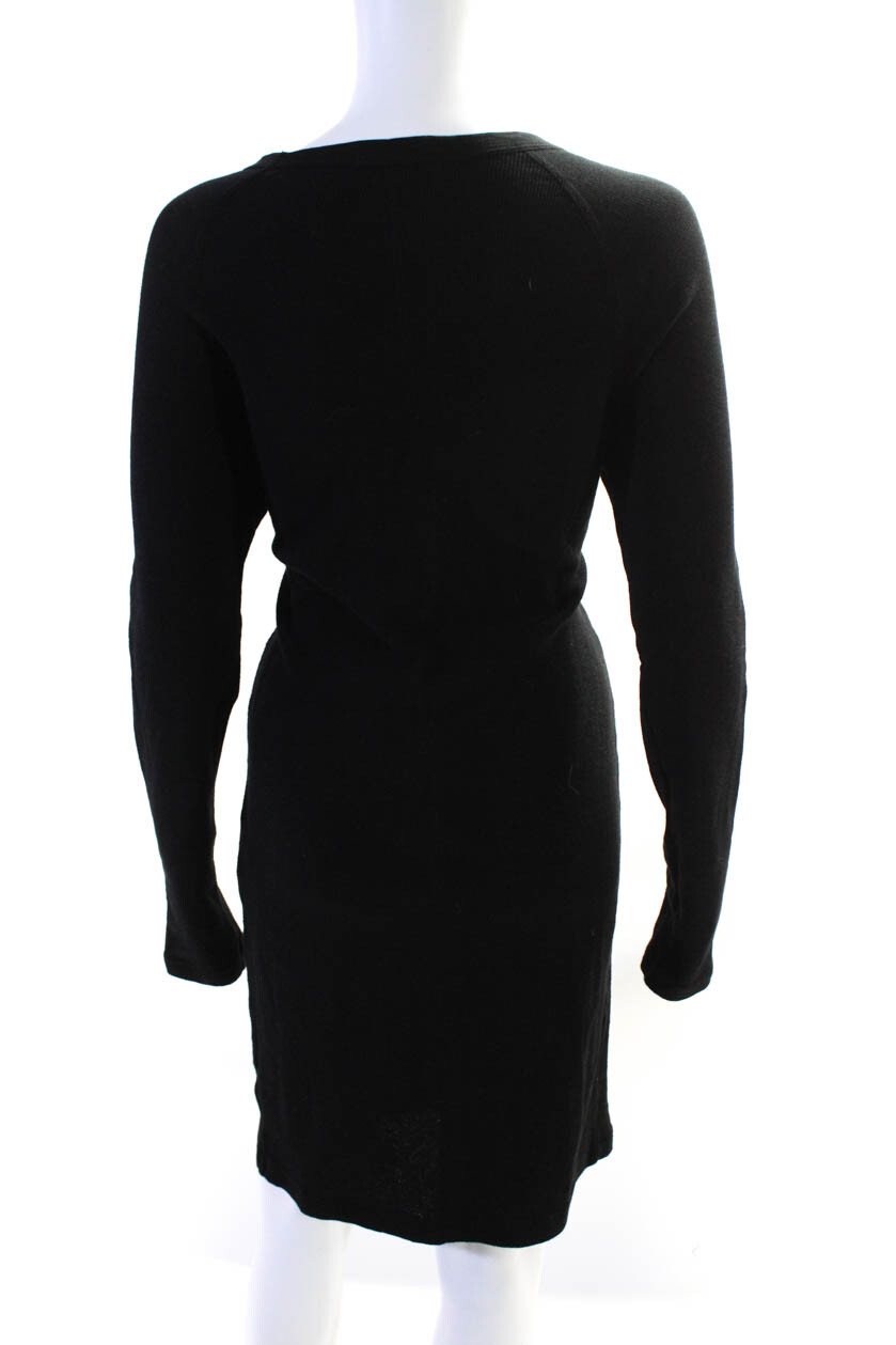 Standard James Perse Womens Cotton Ribbed Pullover Sweater Dress Black