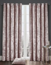 Luxury Crushed Velvet Curtains Pair Eyelet Ring Top Fully Lined Ready Made New