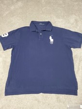 Polo Ralph Lauren Shirt Mens 2XB BIG Navy Blue Polo Big Pony Rugby Short Sleeve