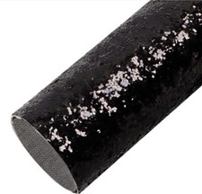 Chunky Black Glitter FAUX LEATHER ROLL 12" x 55" WHOLESALE 1043367