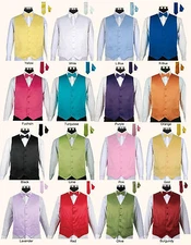 Men's Tuxedo Vest 4 Piece Set #004 - Vest with Bow Tie Hanky and Neck Tie 