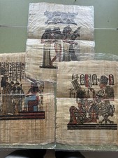 Lot Of 3 Egyptian Art Papyrus, Paper Painting, Authentic Tourist Souvenir