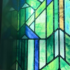 Original Hand Drawn Faux Stained Glass Window Film, Double-Sided Privacy Stat...