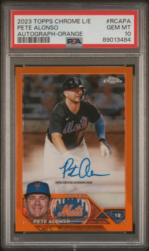 2023 TOPPS CHROME LOGOFRACTOR PETE ALONSO AUTOGRAPH - ORANGE REF 03/25 PSA 10