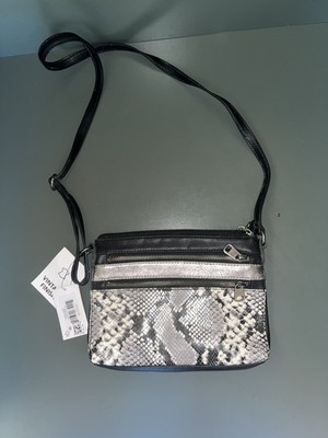 NWT The Sak Crossbody Bag Purse Leather Snake Print Adjustable Strap Y2K Metalli