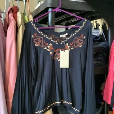 Eliane Rose Womens V Neck Top Size M Embroidered Boho