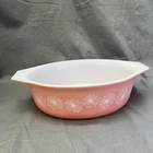 Vtg Pyrex Pink white Daisy flowers oval 22 casserole 1 1/2 qt No lid