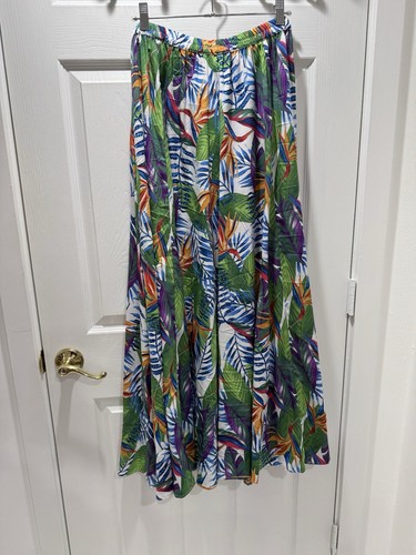 Rachel Zoe Long Skirt Tropical Bright Colors Print Size L 100% Polyester - Picture 6 of 8