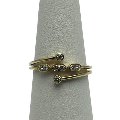 14K gelber ausgefallener runder Diamant Ring 0,14ctw Diamanten D-I, SI2 Größe 6