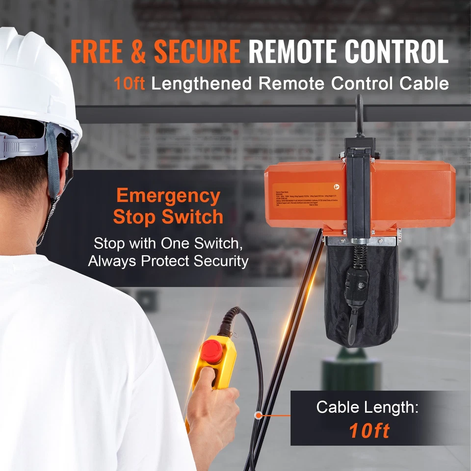 Polipasto de cadena eléctrico Uimoso 1100 lb monofásico grúa elevación 15 ft Foto 4 de 4