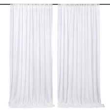White Backdrop Curtains 10x10 FT Chiffon Photo Drapes Wedding 2 Panels