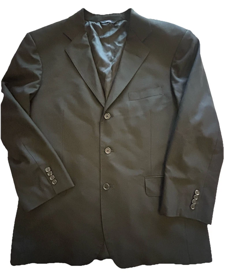 Brooks Brothers Suit Men's 44R Black Solid Wool Size 36 flat Front Pants Luxury - Image 3 of 4