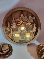 Light Up Cottage Forest Wooden Wall Art, Great Gift Comes In Box, Ready To Hang