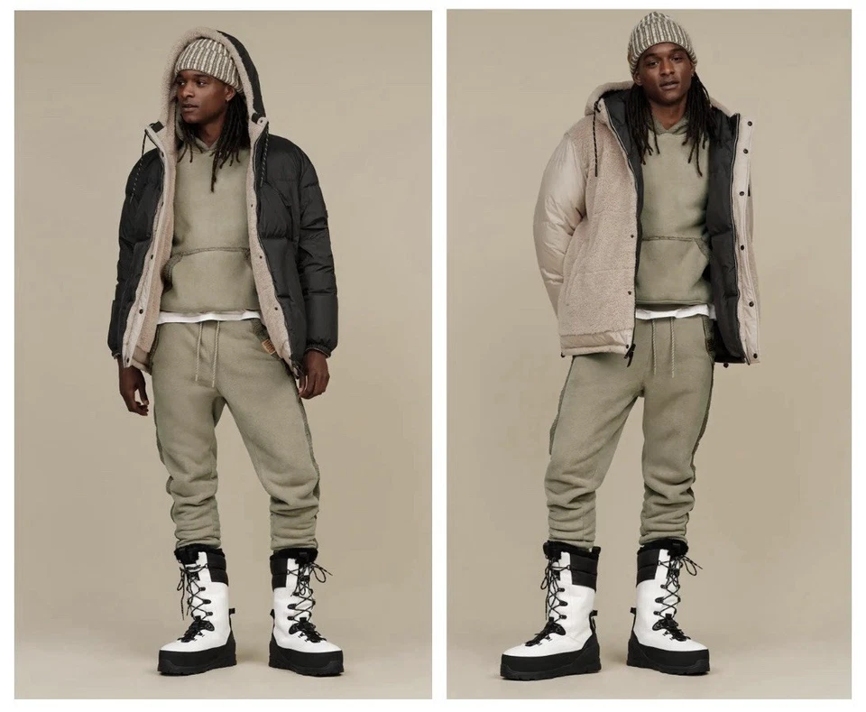 NEW UGG MENS SHASTA 700-FILL DOWN PUFFER JACKET 2.0 Black-Putty/Beige SIZE SMALL - Image 2 of 4