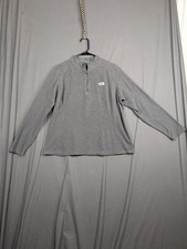 The North Face Womens Sweater Extra Large Gray Fleece Quarter Zip Pullover Logo