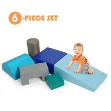 6 Piece Climb Crawl Play Set Indoor Kids Toddler Baby Safe Soft Foam Blocks Toys