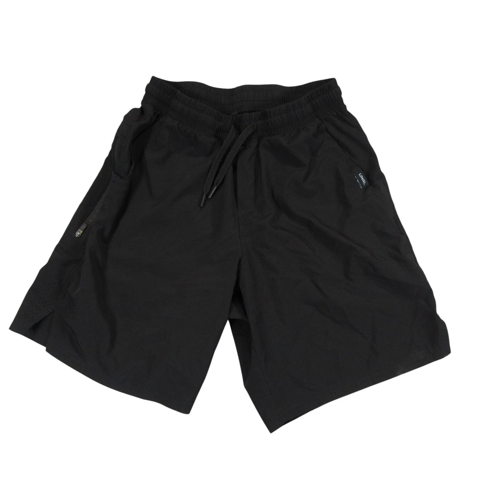 UNRL Mens Athletic Shorts S x 8 Black Stretch Polyester Spandex Drawstring