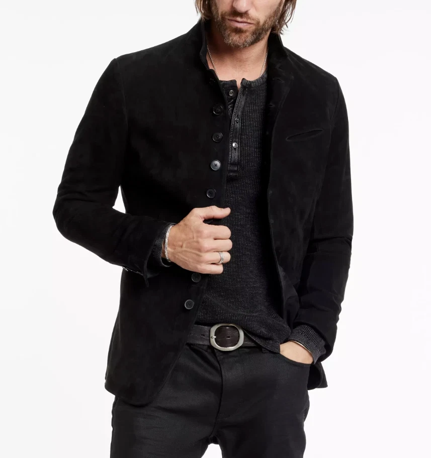 Mens Black Leather Trucker Jacket Pure Suede Custom Made Size S M L XL 2XL 3XL - Image 2 of 4