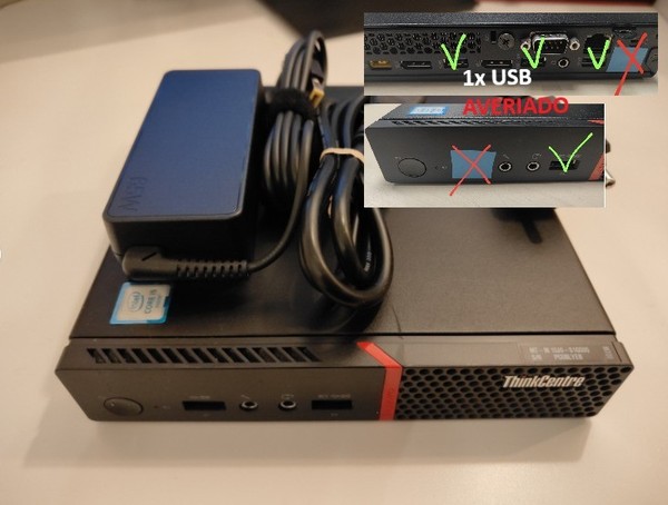 Lenovo ThinkCentre M700 Tiny PC CPU i5-6500T 8GB RAM 128GB SSD (1xUSB AVERIADO)