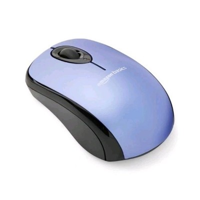 Amazon Basics Wireless Optical Standard Mouse w/ Scroll Wheel, Blue/Black
