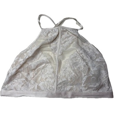 GUESS Intimates White Lace High Neck Adjustable Strap Everyday Bralette Size L