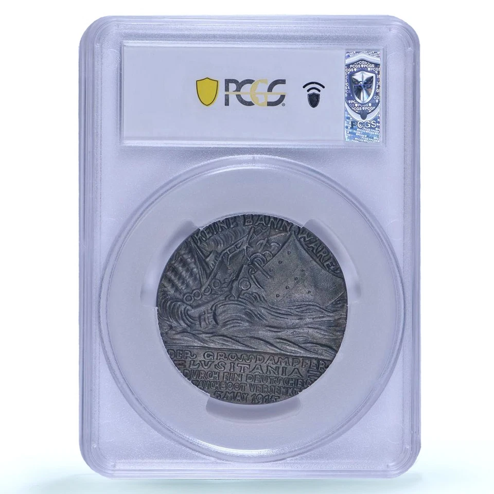 Germany Empire Lusitania Ship British History MS63 PCGS iron medal 1915 - Image 4 of 4