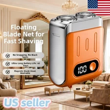 S7 Dual-Engine Electric Shaver - Fashion Orange, LED Display, Washable