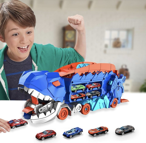 City Dinosaur Ultimate Hauler Track Toy, Transforms into Stomping Dinosaur with