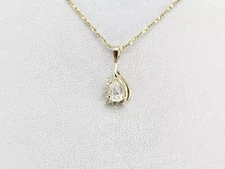 1.20 CT Pear Cut Lab Created Women's Pendant Necklace 14K Yellow Gold Plated